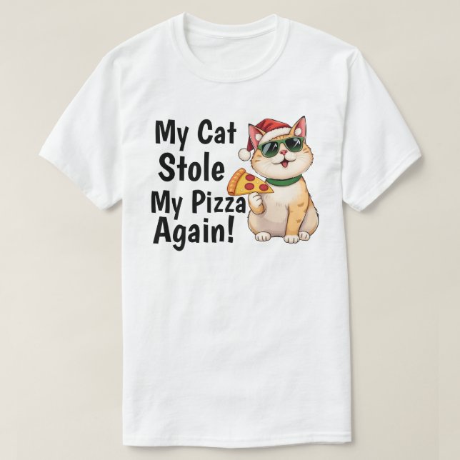 Camiseta Meu Gato Roubou Minha Pizza... De Novo (Frente do Design)