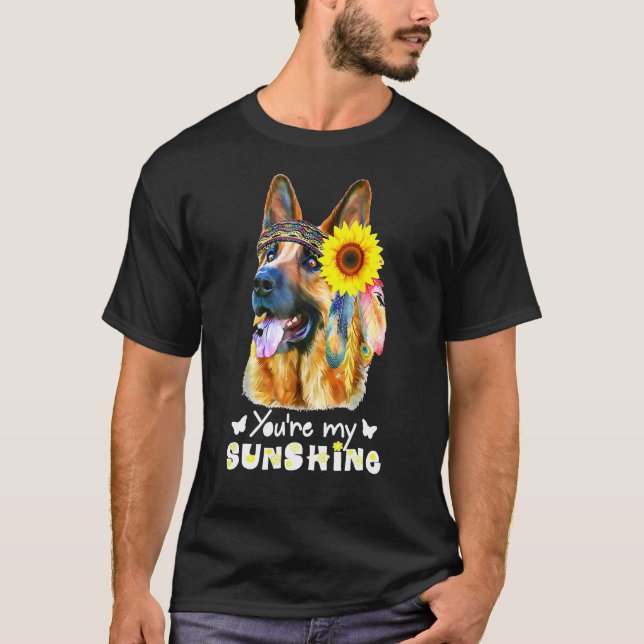 Camiseta Meu German shepherd Brilhante e girassol (Frente)