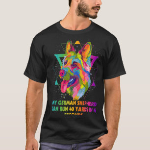 Camiseta Meu German shepherd Pode Correr 40 Jardas Shepard