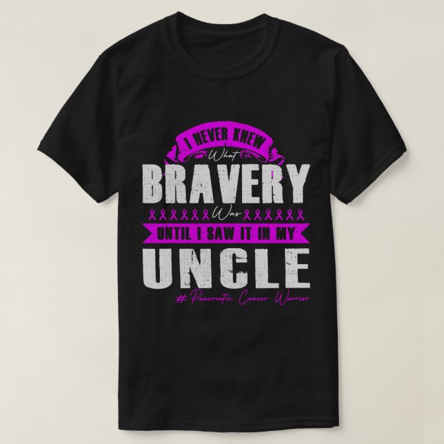 Camiseta Meu guerreiro do Câncer de pâncreas do TIO BRAVERY (Frente do Design)