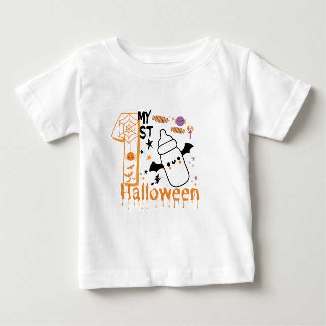 Camiseta meu hábito de bebê de 1rua de halloween (Frente)