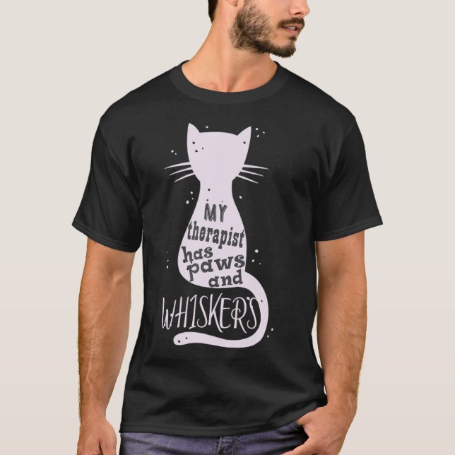 Camiseta Meu Herapista Tem Patas E Gatinhos Gatinhos Gritan (Frente)