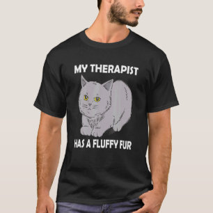 Camiseta Meu Herapista Tem Uma Pele Fluffy Miau Gato Gatinh