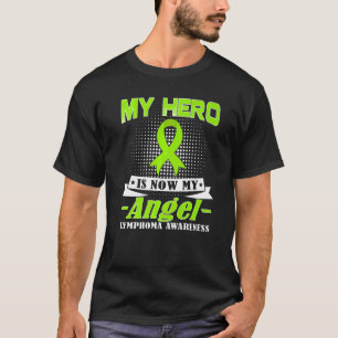 Camiseta Meu Herói Agora É Meu Linfoma Angel Sensibilização