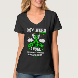 Camiseta Meu Herói Agora É Meu Linfoma Anjo Não Hodgkin Ver