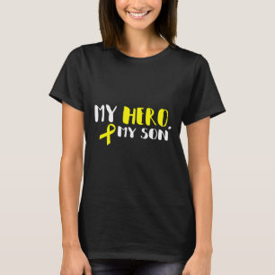 Camiseta Meu Herói Meu Filho - Dourada Fita Cancer De Infân
