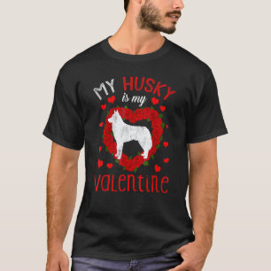Camiseta Meu Husky É Meu Coração de Valentim Husky Dia dos