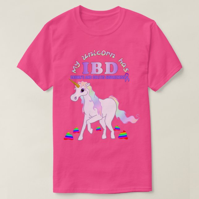 Camiseta Meu IBD Unicorn Crohns e Colite Consciência (Frente do Design)