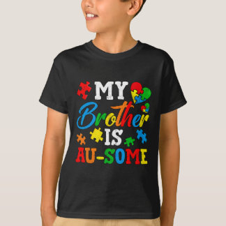 Camiseta Meu Irmão É Au-some Conscientização do Autismo Mês