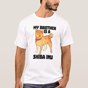 Camiseta Meu Irmão É Shiba Inu Engraçadas Mulheres Caçando