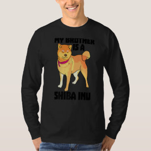 Camiseta Meu Irmão É Shiba Inu Engraçadas Mulheres Caçando