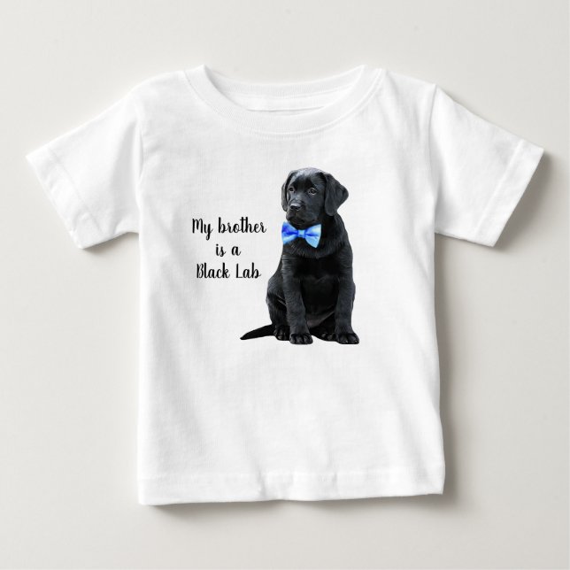 Camiseta Meu irmão é um Black Lab - cachorro menino Labrado (Frente)