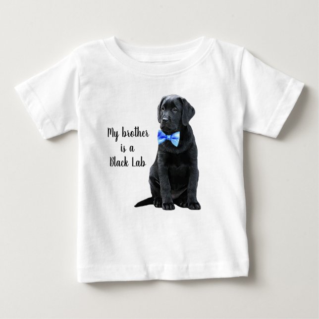 Camiseta Meu irmão é um cachorro Black Lab - Menino de cach (Frente)
