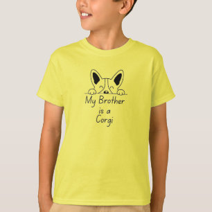 Camiseta 'Meu Irmão é um Corgi' Família Divertida que Ama C