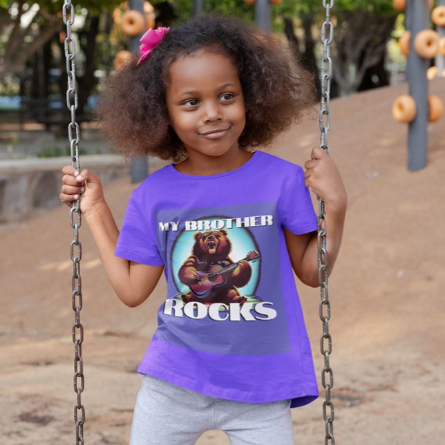 Camiseta Meu Irmão Rocks! Urso Colorido (Criador carregado)