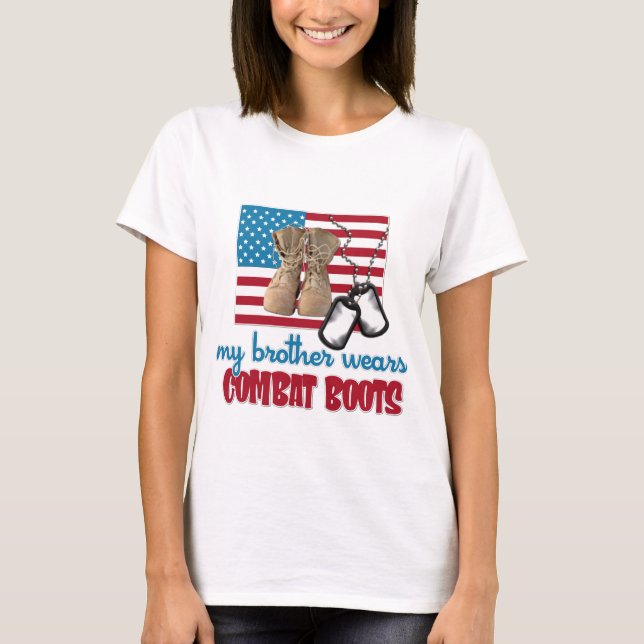 Camiseta Meu irmão veste botas de combate (Frente)
