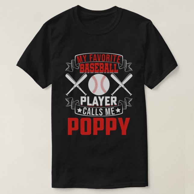 Camiseta Meu Jogador de Baseball Favorito Me Chama de PAPAI (Frente do Design)