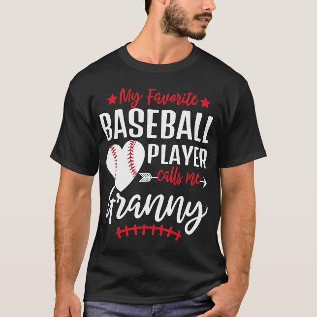 Camiseta Meu Jogador De Beisebol Favorito Me Chame De Avó (Frente)