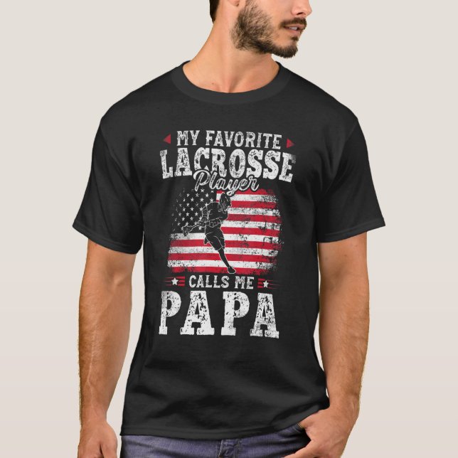 Camiseta Meu Jogador De Lacrosse Favorito Me Chama De Pai P (Frente)