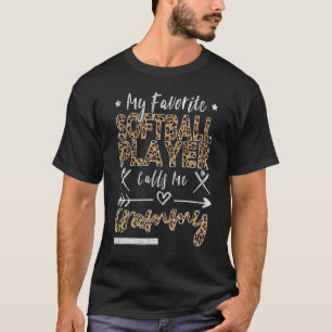 Camiseta Meu Jogador de Softball Favorito Me Chama Avô