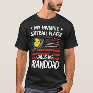 Camiseta Meu Jogador De Softball Favorito Me Chama De Avô A