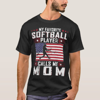 Camiseta Meu Jogador De Softball Favorito Me Chama Mãe Da