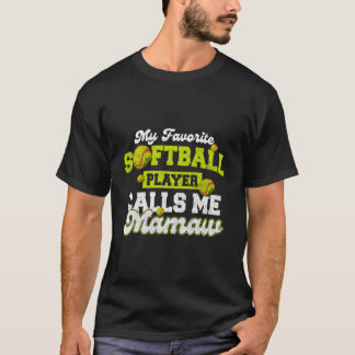 Camiseta Meu Jogador de Softbol Favorito Me Chama de Vovó