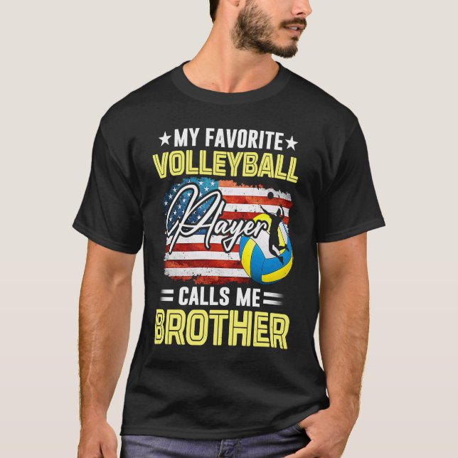 Camiseta Meu Jogador De Voleibol Favorito Me Chama De Irmão (Frente)