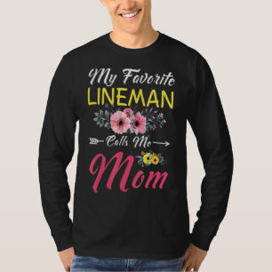 Camiseta Meu Lineman Favorito Me Chama Mãe Flores Família M