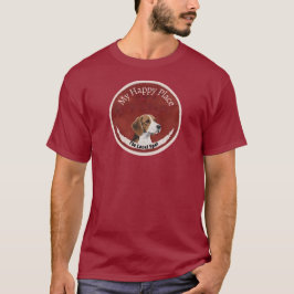 Camiseta Meu Local Feliz Beagle Cão Design de Círculo Vinta