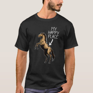 Camiseta Meu Local Feliz Cavalo Cavaleiro Equestre Fazenda