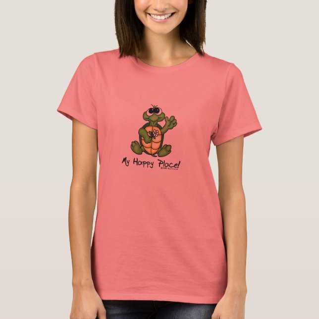 Camiseta Meu Lugar Feliz das Tartarugas! (Frente)