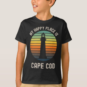 Camiseta Meu Lugar Feliz É Férias na Praia de Cape Cod Mach