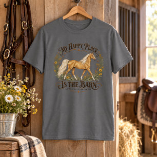 Camiseta Meu Lugar Feliz É o Palomino Saddlebred do Celeiro