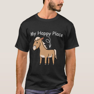 Camiseta Meu Lugar Feliz Horseback Andando Equestriando Sob