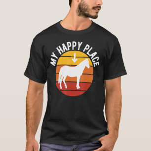 Camiseta Meu Lugar Feliz Sobre Cavalo, Equestre, Horseback