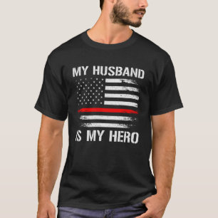 Camiseta Meu Marido É Minha Esposa Hero Bombeiro Thin Red L