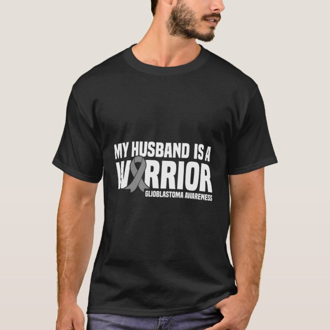 Camiseta Meu Marido É Um Guerreiro Glioblastoma Consciência (Frente)