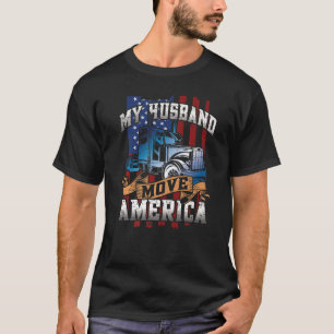 Camiseta Meu marido mexe com o motorista americano Semi Tru