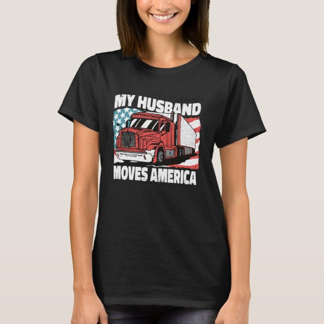 Camiseta Meu marido move caminhão dos eua (Frente)