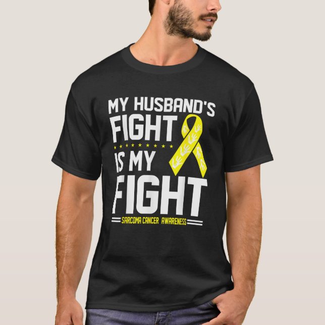 Camiseta Meu marido Sarcoma Cancer Consciência (Frente)