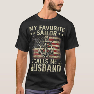 Camiseta Meu Marinheiro Favorito Me Chama de Marido Bandeir