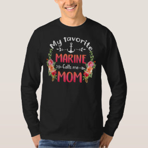 Camiseta Meu Marinho Favorito Me Chama Mãe Flor Mo Militar
