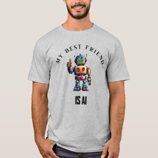 Camiseta Meu melhor amigo é IA - Design de robô divertido