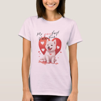 Camiseta Meu Namorados Pawfect - Puppy branco bonito