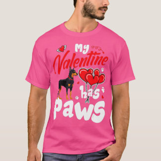 Camiseta Meu Namorados Tem Paws Doberman Dog Amam Valentin