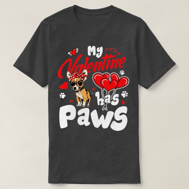 Camiseta Meu Namorados Tem Pws Chihuahua Dog Amantes Valent (Frente do Design)
