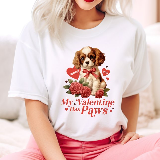 Camiseta Meu Namorados Tem Vintage De Patas (My Valentine Has Paws Cute Vintage T-Shirt)