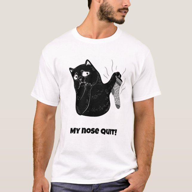 Camiseta Meu nariz parou! Gato engraçado (Frente)