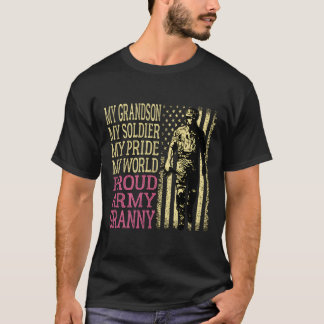 Camiseta Meu neto Meu Soldado Hero Orgulhoso Exército Vovó